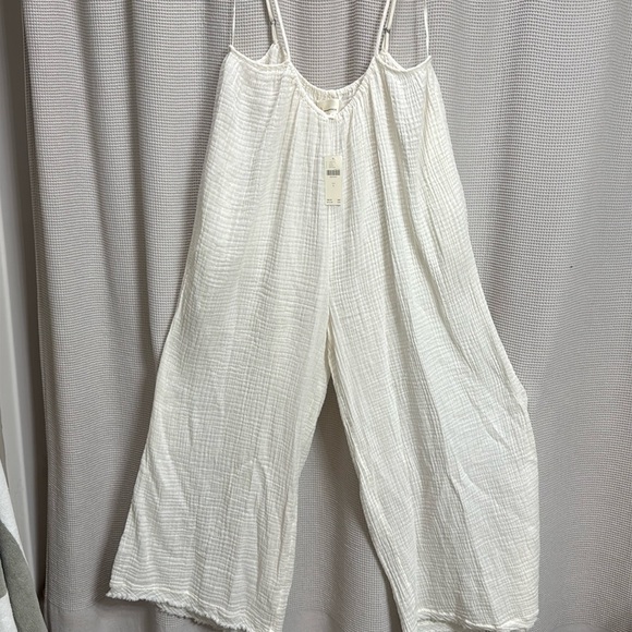 Anthropologie NEW The Malika Gauze Jumpsuit SZ S Ivory beach vacation comfy - Picture 2 of 7